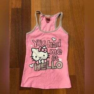 Vintage Sanrio Hello Kitty pink ribbed racerback tank top size S